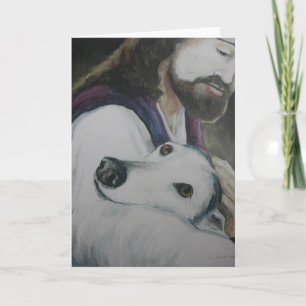 Greyhound mit Jesus Dog Art Grußkarte Karte