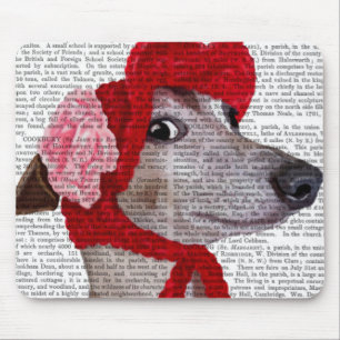 Greyhound mit Red Wooly Hat 2 Mousepad