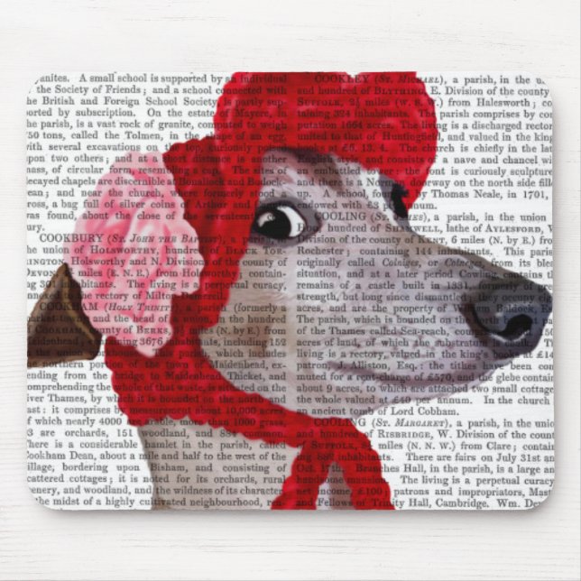 Greyhound mit Red Wooly Hat 2 Mousepad (Vorne)
