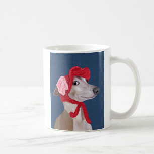 Greyhound mit Red Wooly Hat Kaffeetasse