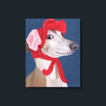 Greyhound mit Red Wooly Hat Leinwanddruck<br><div class="desc">Children's</div>
