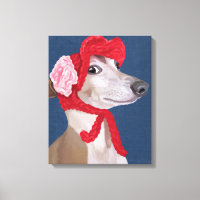 Greyhound mit Red Wooly Hat