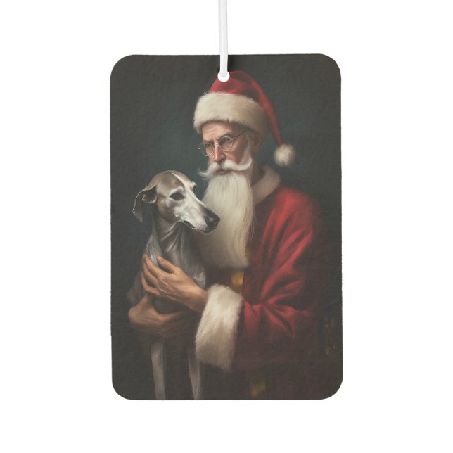 Greyhound mit Weihnachtsfeiern Autolufterfrischer (Vorderseite)