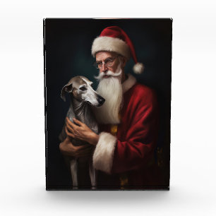 Greyhound mit Weihnachtsfeiern Fotoblock