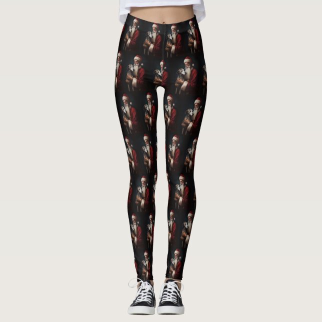 Greyhound mit Weihnachtsfeiern Leggings (Vorderseite)