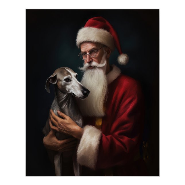 Greyhound mit Weihnachtsfeiern Poster (Vorderseite)