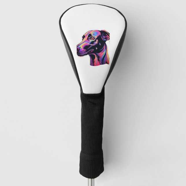 Greyhound Neon Design Golf Headcover (Vorderseite)
