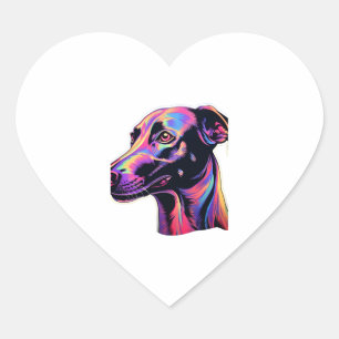 Greyhound Neon Design Herz-Aufkleber