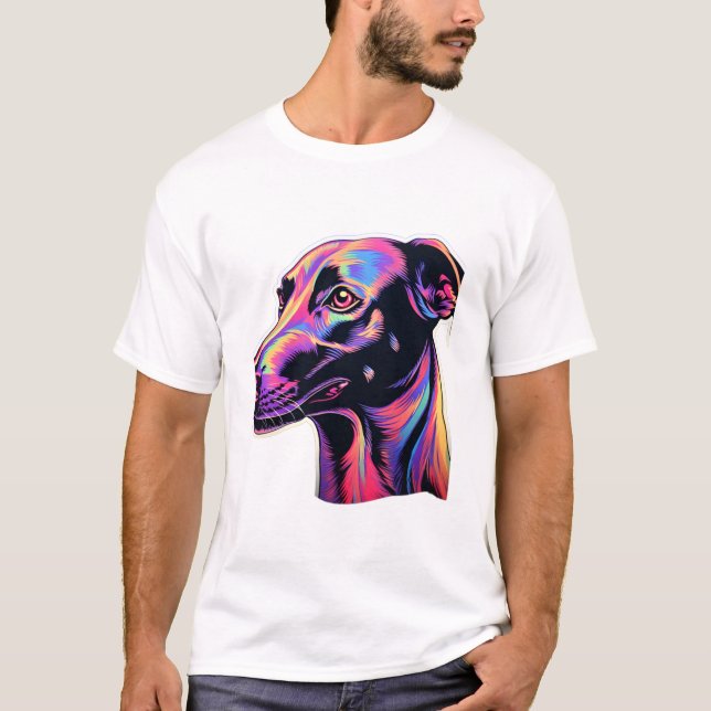Greyhound Neon Design T-Shirt (Vorderseite)