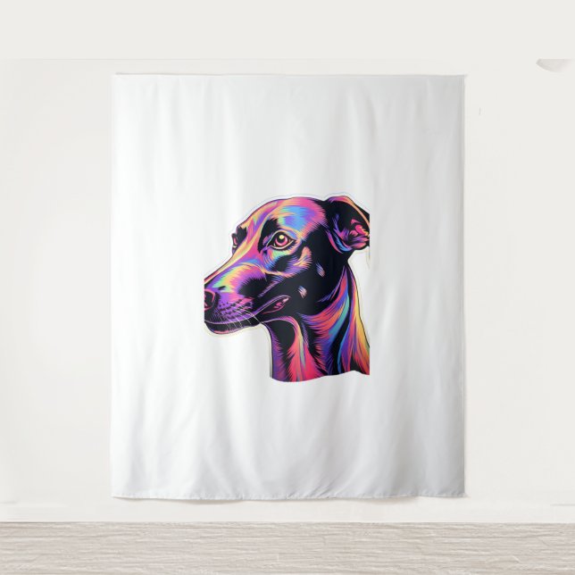 Greyhound Neon Design Wandteppich (Vorderseite)