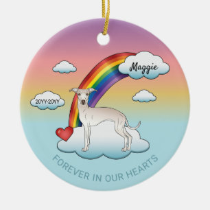 Greyhound-Niedlich-Hund-Rainbow-Memorial Keramik Ornament