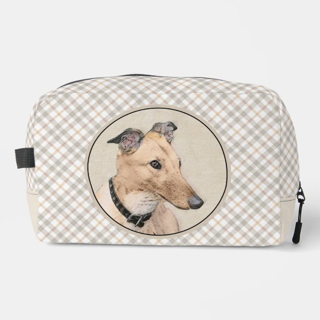 Greyhound Painting Fawn Niedlich Original Haustier Waschbeutel (Vorderseite)