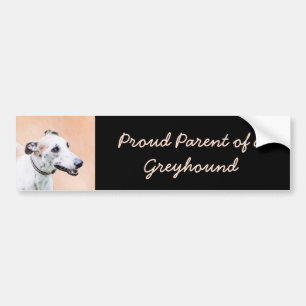 Greyhound Painting - Niedliche Original Hunde Kuns Autoaufkleber