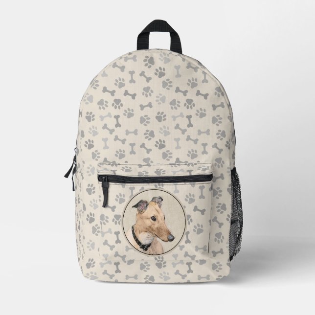 Greyhound Painting - Niedliche Original Hunde Kuns Bedruckter Rucksack (Vorderseite)