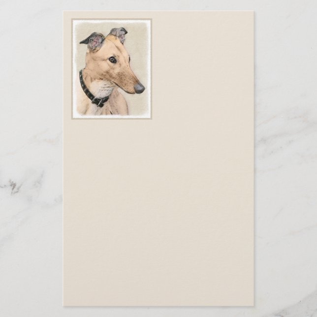 Greyhound Painting - Niedliche Original Hunde Kuns Briefpapier (Vorderseite)