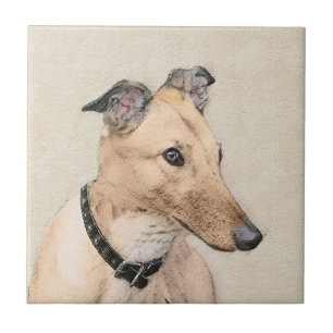 Greyhound Painting - Niedliche Original Hunde Kuns Fliese