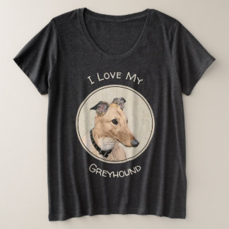 Greyhound Painting - Niedliche Original Hunde Kuns Große Größe T-Shirt