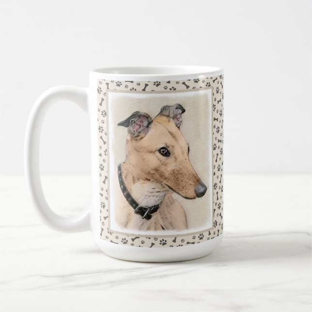 Greyhound Painting - Niedliche Original Hunde Kuns Kaffeetasse (Links)