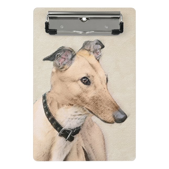 Greyhound Painting - Niedliche Original Hunde Kuns Mini Klemmbrett (Vorderseite)