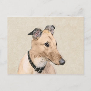 Greyhound Painting - Niedliche Original Hunde Kuns Postkarte