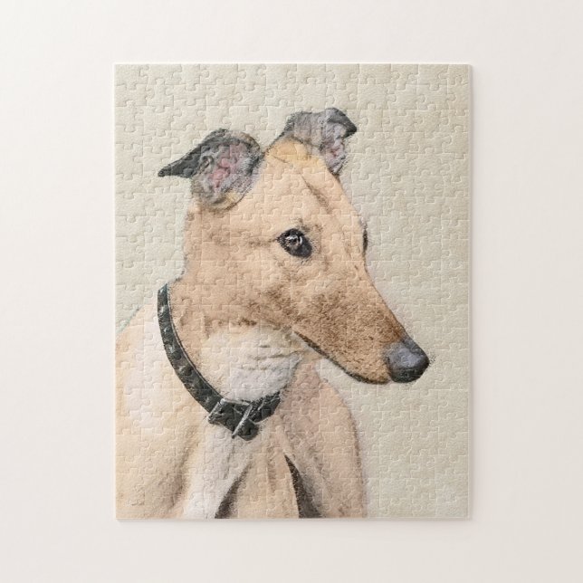 Greyhound Painting - Niedliche Original Hunde Kuns Puzzle (Vertikal)