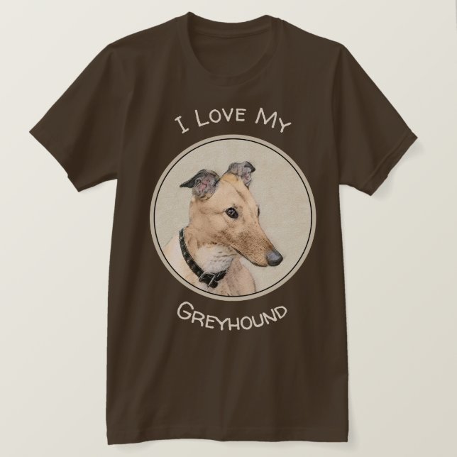 Greyhound Painting - Niedliche Original Hunde Kuns T-Shirt (Design vorne)
