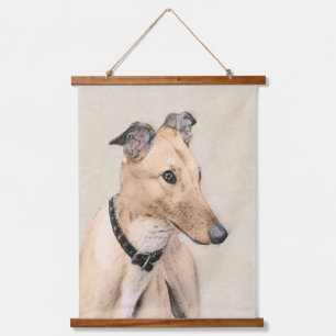 Greyhound Painting - Niedliche Original Hunde Kuns Wandteppich Mit Holzrahmen