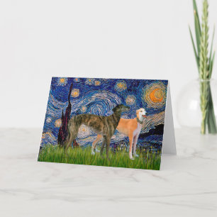 Greyhound Pair - Starry Night Karte