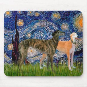 Greyhound Pair - Starry Night Mousepad