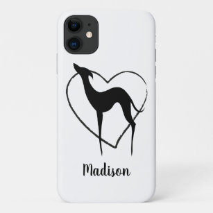 Greyhound-Peitsche-Silhouette und niedlicher Herzn Case-Mate iPhone Hülle