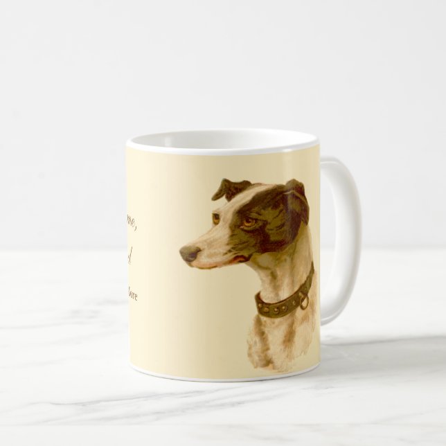 Greyhound Portrait / Berühmtes Thomas Mehr Zitat Tasse (VorderseiteRechts)