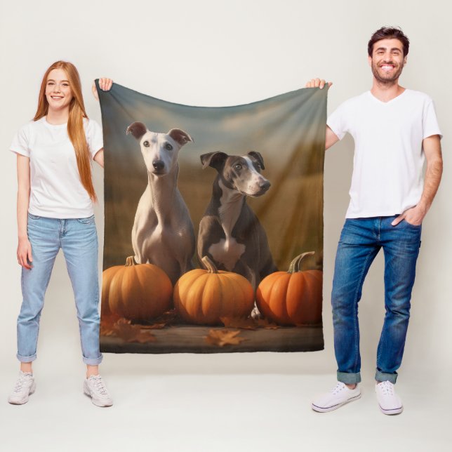 Greyhound Puppy Autumn Delight Pumpkin Fleecedecke (Beispiel)