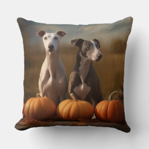 Greyhound Puppy Autumn Delight Pumpkin Kissen