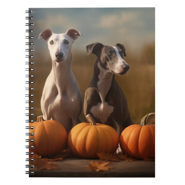 Greyhound Puppy Autumn Delight Pumpkin Notizblock (Vorderseite)