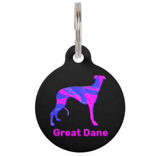 Greyhound Puppy Dog Silhouette Hot Pink & Blue Haustiermarke