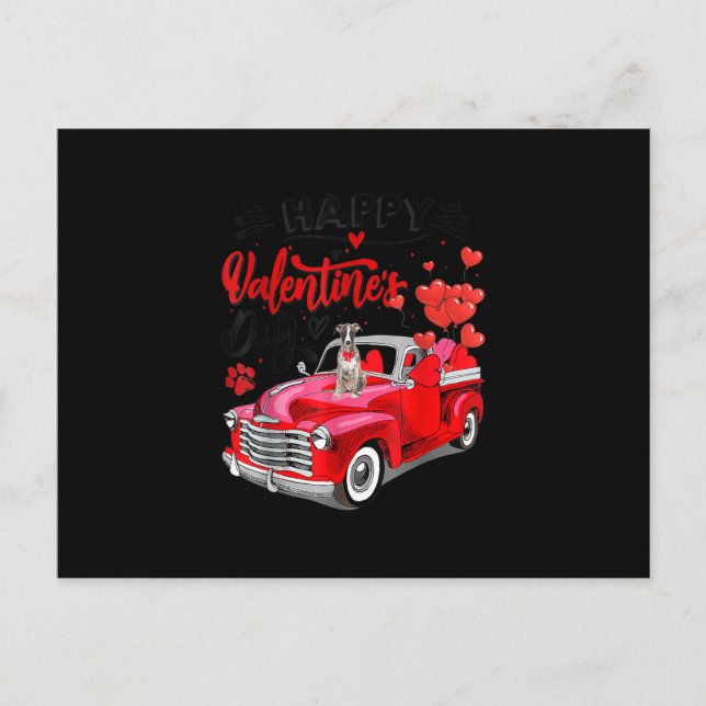 Greyhound Red Truck Valentines Day Funny Dog Gift Ankündigungspostkarte (Vorderseite)