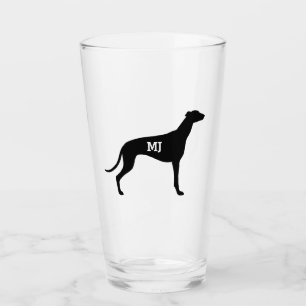 Greyhound Silhouette Custom Dog Lover's Drinking Glas