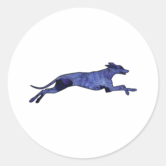 Greyhound Silhouette Fraktal Runder Aufkleber (Vorderseite)