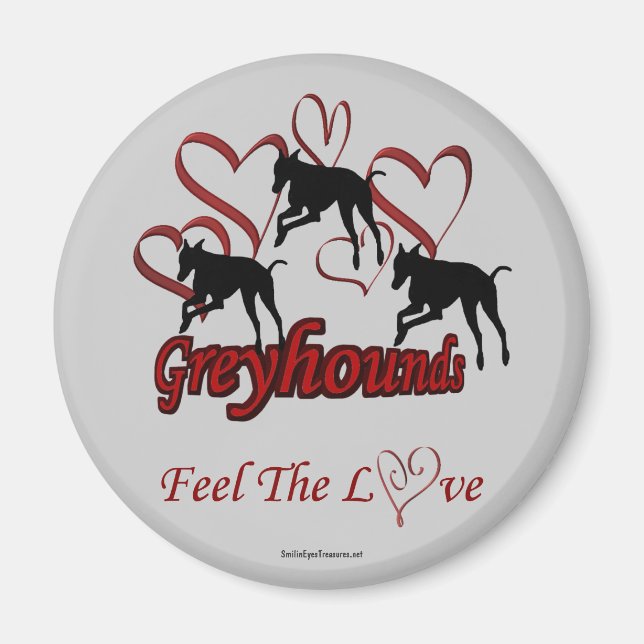 Greyhound Silhouette Herz Liebe Hund Magnet (Vorne)