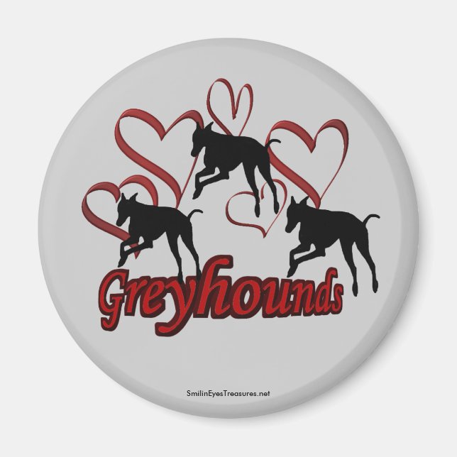 Greyhound Silhouette Rotes Herz Magnet (Vorne)