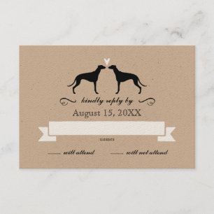 Greyhound-Silhouetten Hochzeitserwiderung RSVP Karte