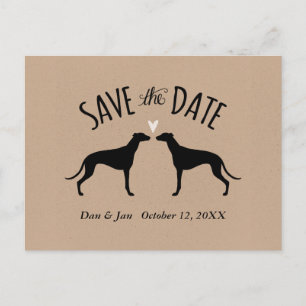 Greyhound-Silhouetten Hochzeitssache Datum speiche Ankündigungspostkarte