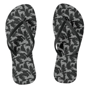 Greyhound Silhouetten Imitate Glitzer Silver Flip Flops