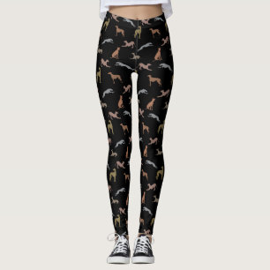 Greyhound-Silhouetten Metallic Shades auf Black Leggings