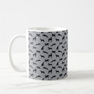Greyhound Silhouetten Schwarz auf Grau Kaffeetasse