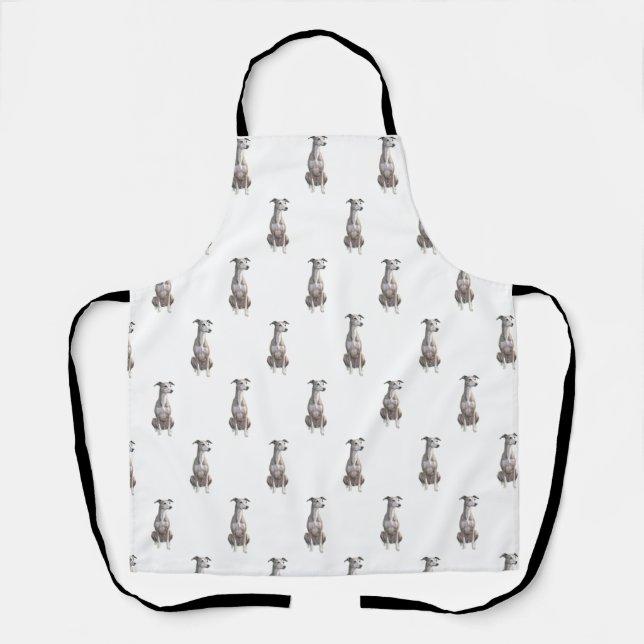 Greyhound Sitting Allover Print Schürze (Vorderseite)