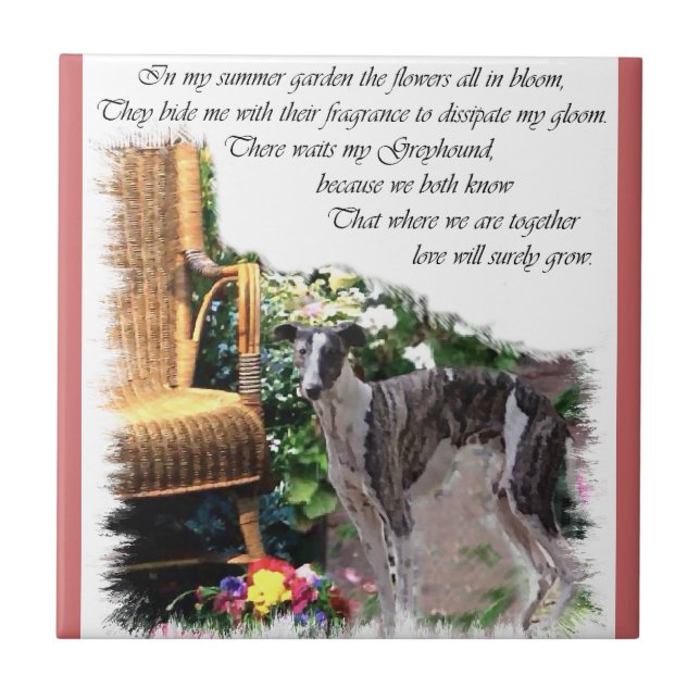 Greyhound Summer Garden Fliese (Vorderseite)