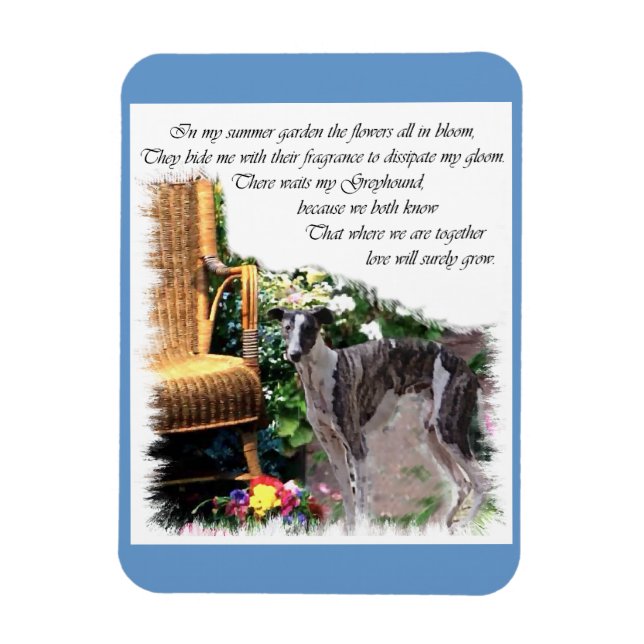 Greyhound Summer Garden Magnet (Vertikal)