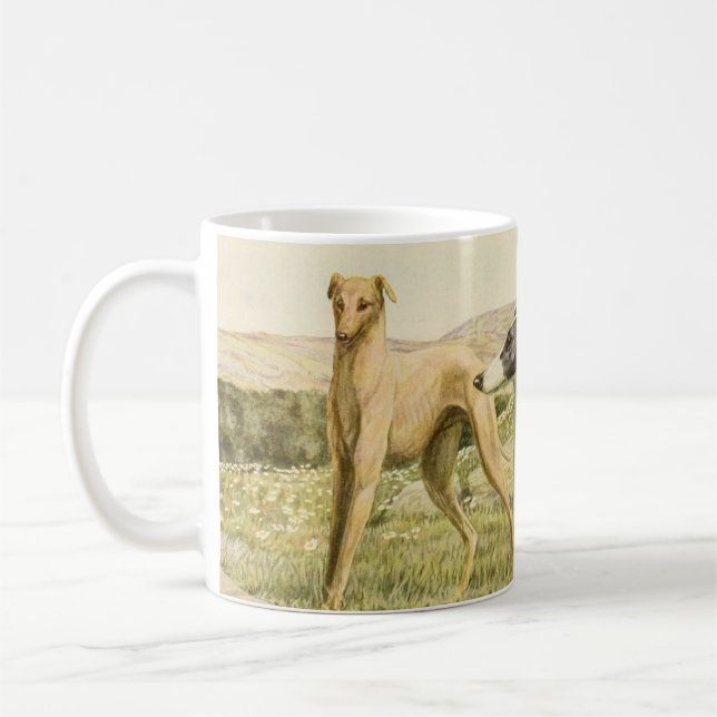 Greyhound-Tasse mit antikem Druck Kaffeetasse (Links)