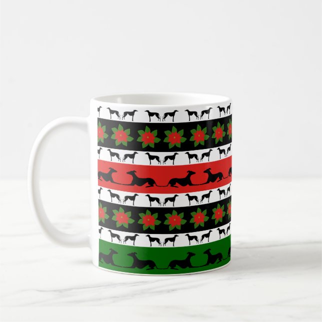 Greyhound Weihnachts-Silhouetten  Kaffeetasse (Links)